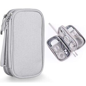 Portable Waterproof Electronic Organizer for Cables and Accessories - Light Gray